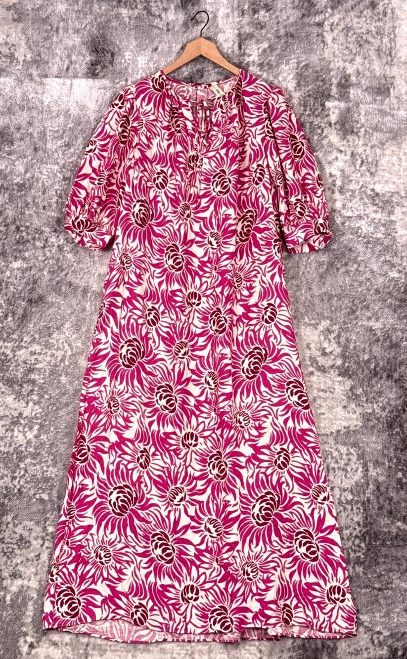 New Diane Von Furstenberg Drogo Maxi Dress Large Womens Pink Floral Woven